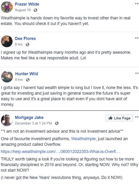 facebook testimonials wealthsimple